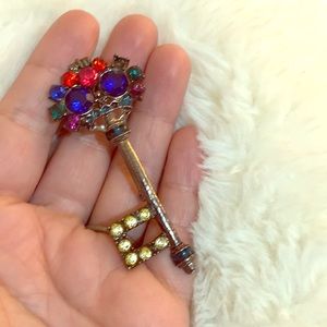 Colorful Vintage Key Brooch